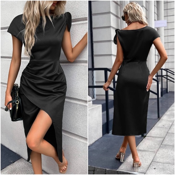 Luxe Ruched Evening Formal Party Dress - Picture 6 of 10